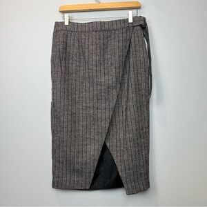 Reitmans Gray Herringbone Wrap-Front Pencil Skirt